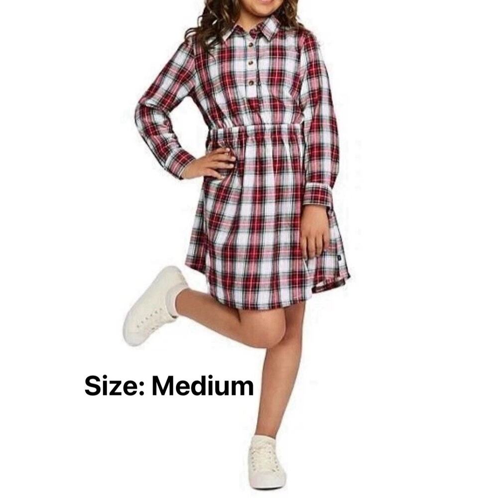 Gap Kids Girls‎ Casual Dress Easy Care Knee Length Long Sleeve Plaid Holiday M